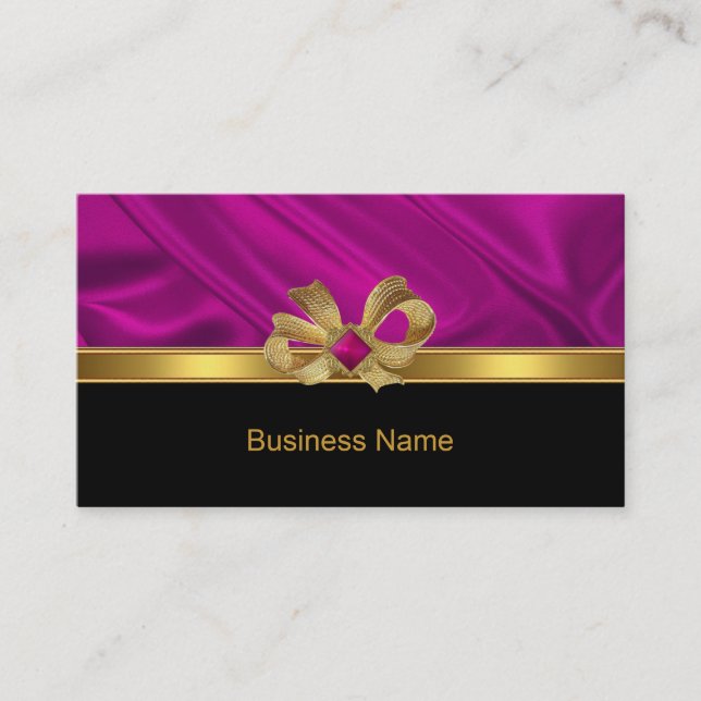 Carte de visite Elegant Gold Bow Rose Trim noir (Devant)