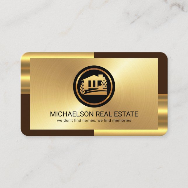 Carte De Visite Elégant Gold Bronze Layers Realty (Devant)
