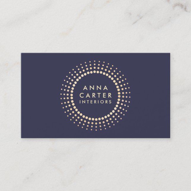 Carte De Visite Elegant Gold Circle Marine Concepteur professionne (Devant)