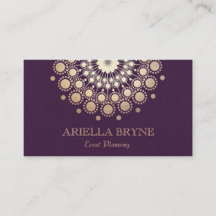 Carte De Visite Elegant Gold Circles Purple Event Planner