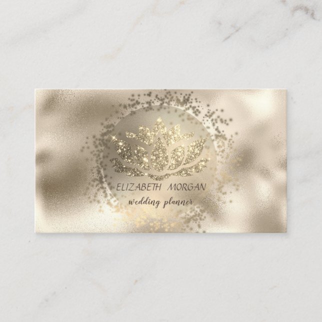 Carte De Visite Elégant Gold Confetti Parties scintillant Lotus Me (Devant)