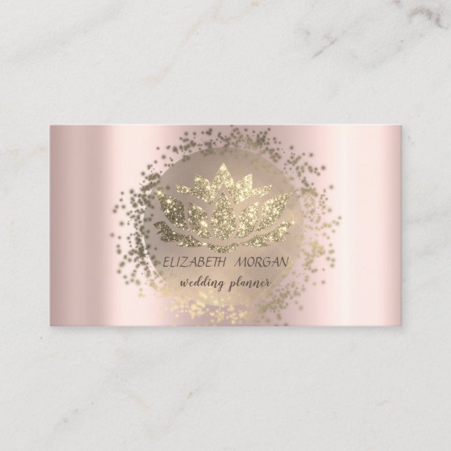 Carte De Visite Elégant Gold Confetti Parties scintillant Lotus Ro (Devant)
