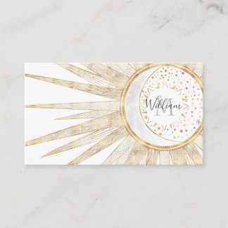 Carte De Visite Elegant Gold Doodles Sun Moon Mandala Design