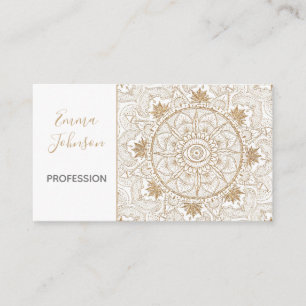 Carte De Visite Elégant Gold Eye Sun Moon Mandala White Design