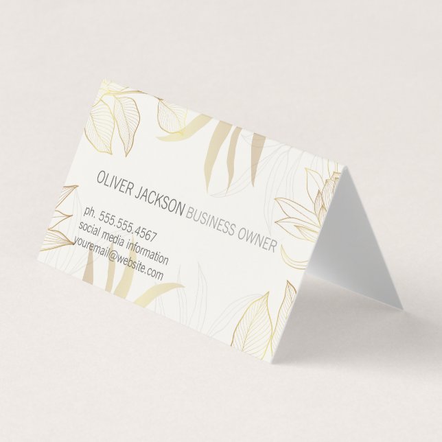 Carte De Visite Elegant Gold Leaves Illustration  (Devant)
