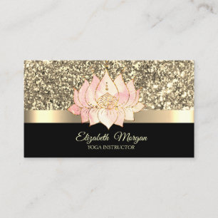 Carte De Visite Élégant Gold, Lotus Flower Yoga Instructeur