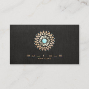 Carte De Visite Elégant Gold Motif Chic Faux Black Linen Moderne