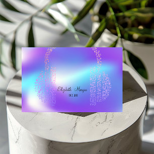 Carte De Visite Elegant Gold Music Notes casque DJ Holographic