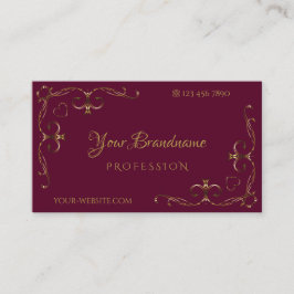 Carte De Visite Elégant Gold Ornate Corners Bourgogne Ornamental