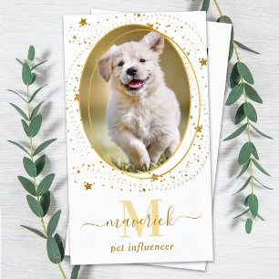 Carte De Visite Elegant Gold Stars Social Media Photo Monogramme