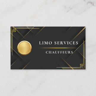 Carte De Visite Elegant Gold Stripe Gold Chauffeur Logo Driver QR 