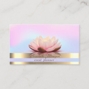 Carte De Visite Élégant Gold Stripes Holographique Lotus