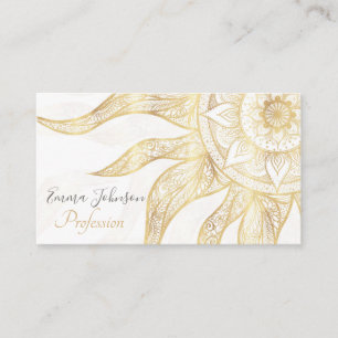 Carte De Visite Elégant Gold Sun Mandala Design