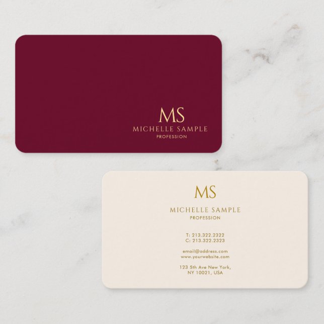 Carte De Visite Elegant Gold Text Monogram Luxury Premium Silk (Devant / Derrière)