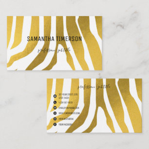 Carte De Visite Elégant Gold Zebra Stripes Moderne Professionnel