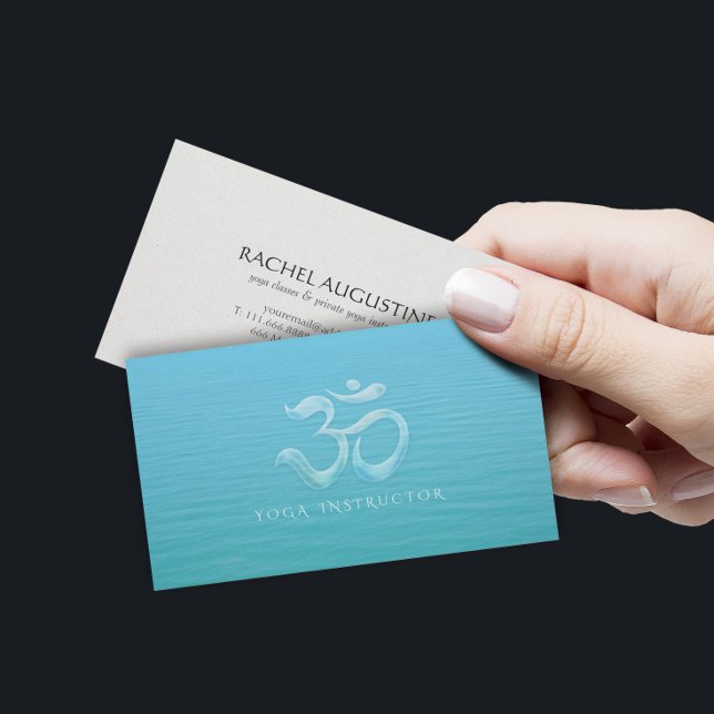Carte De Visite Élégant gouttes d'eau Police OM Symbole YOGA Instr (Créateur téléchargé)