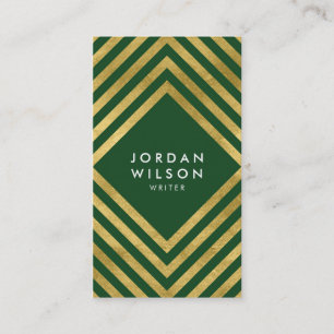 Carte De Visite Élégant Green Faux Gold Social Media