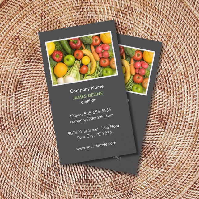 Carte De Visite Élégant Gris nutritionniste Santé alimentaire (Créateur téléchargé)