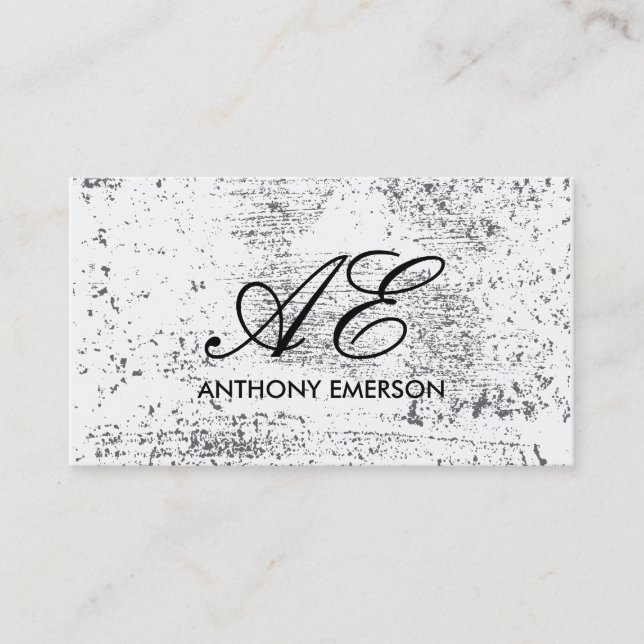 Carte De Visite Élégant Grunge de script de monogramme (Devant)