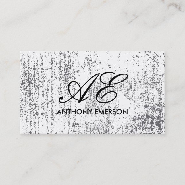 Carte De Visite Élégant Grunge de script de monogramme (Devant)
