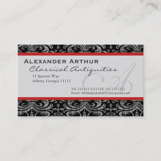 Carte De Visite Elégant Grunge Designer d'intérieur Antique Dealer (Devant)