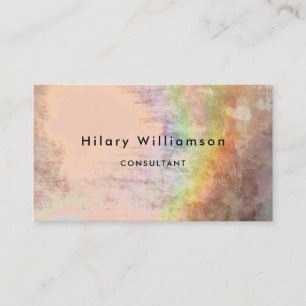 Carte De Visite Elégant Grunge Taupe Beige Holographe Arc-en-ciel