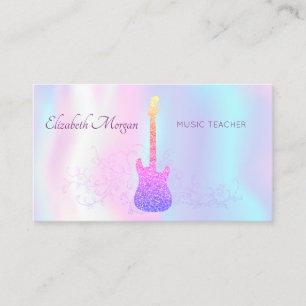 Carte De Visite Elégant, Guitare de Parties scintillant, Enseignan