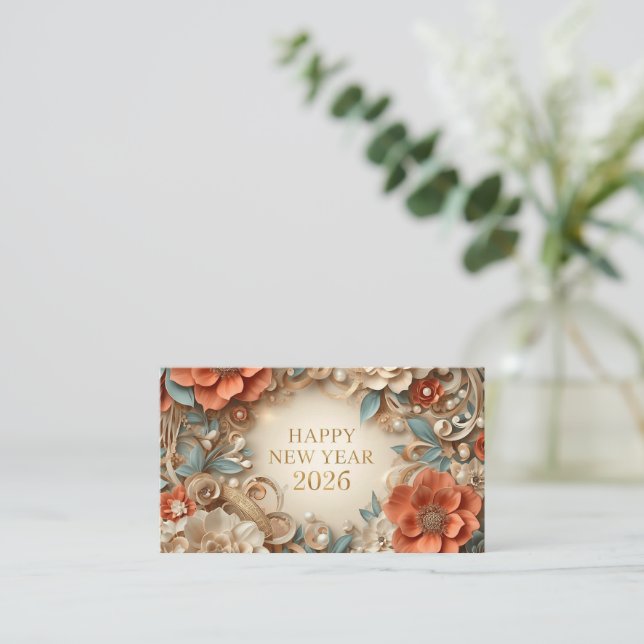Carte De Visite elegant happy new year 2026 business card (Debout devant)