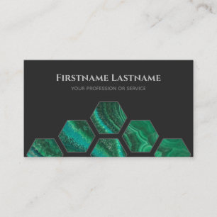 Carte De Visite Élégant hexagone en cristal vert gris foncé