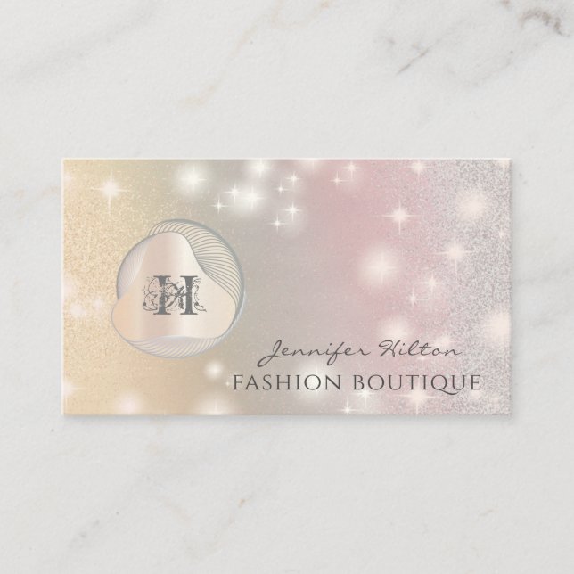 Carte De Visite Élégant hologramme de luxe abstrait monogramme per (Devant)