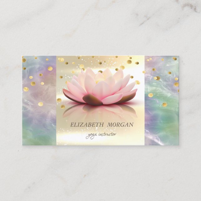 Carte De Visite Elégant Holographe Or Moderne Pearl Lotus (Devant)