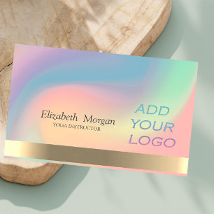 Carte De Visite Elegant Holographic Ombre Add Your Logo
