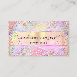 Carte De Visite Elégant Holographique Unicorn Confetti Parties sci
