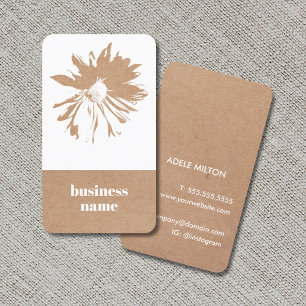 Carte De Visite Élégant imprimé Kraft blanc floral