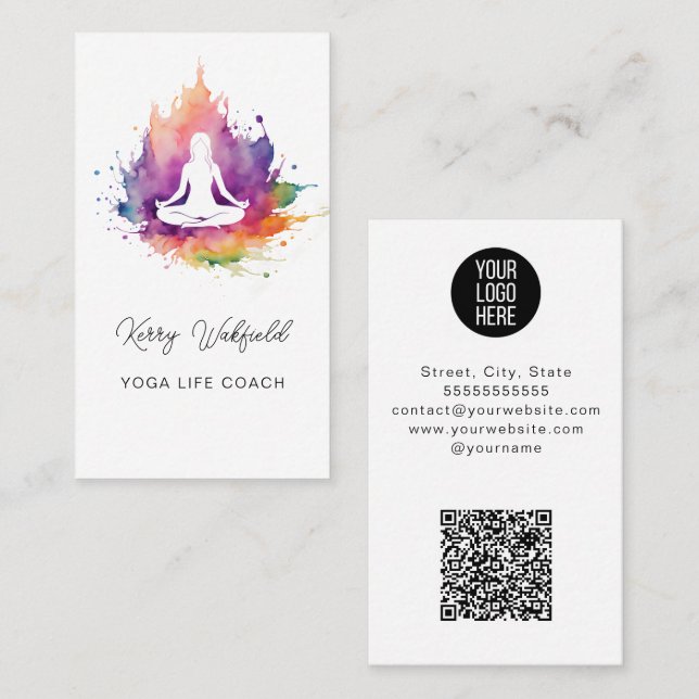 Carte De Visite élégant Inspiration Life Yoga Coach Wellness (Devant / Derrière)