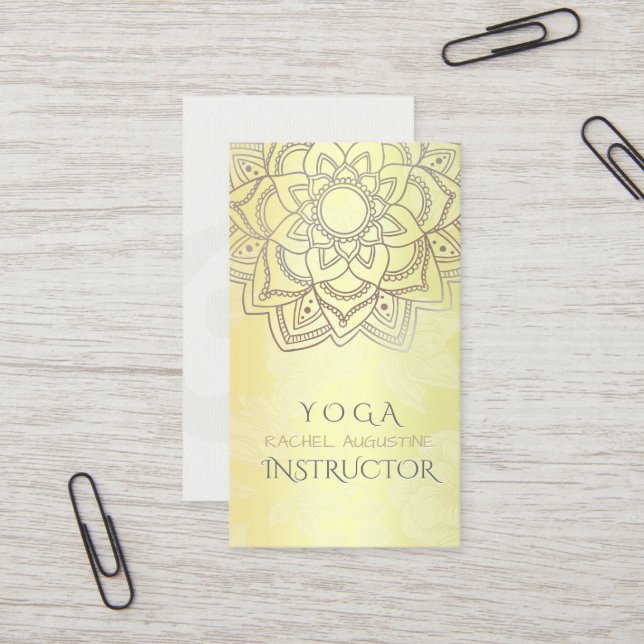 Carte De Visite Élégant instructeur de méditation YOGA Mandala Flo (Devant/Arrière en situation)