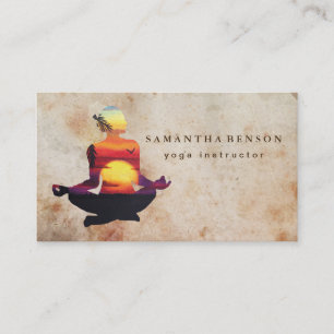 Carte De Visite Elégant instructeur de Yoga Coucher du soleil Aqu