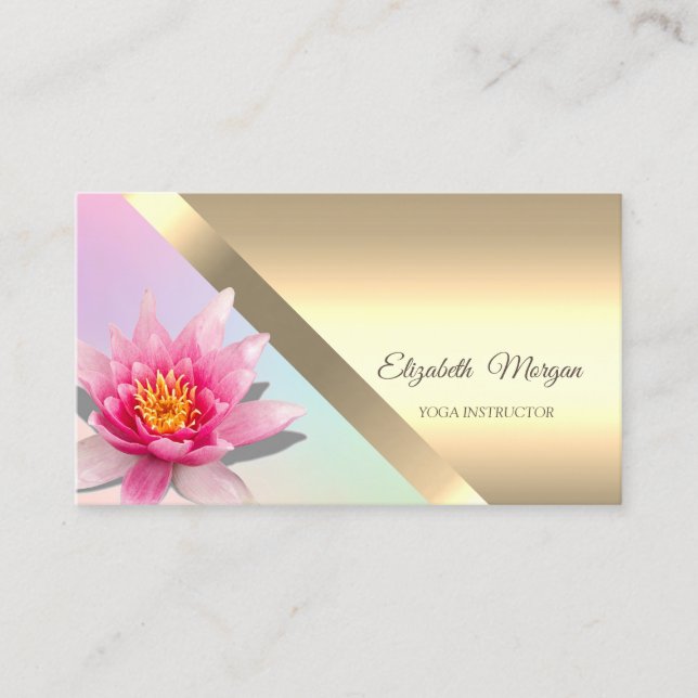 Carte De Visite Élégant instructeur de Yoga de Lotus Fleur d'Aquar (Devant)
