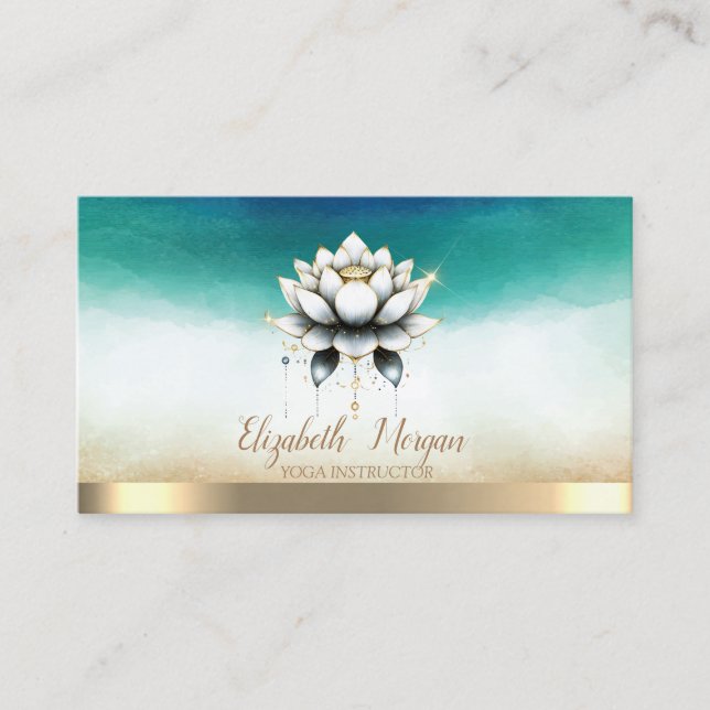 Carte De Visite Élégant instructeur de yoga Lotus élégant (Devant)