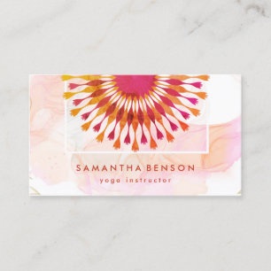 Carte De Visite Élégant instructeur de Yoga Marbre blanc à fleu