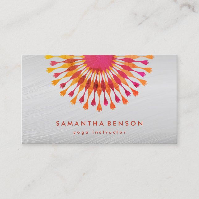 Carte De Visite Élégant instructeur de Yoga Marbre blanc à fleurs  (Devant)