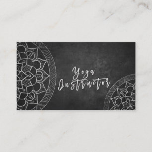 Carte De Visite Élégant instructeur de yoga noir blanc or Mandala