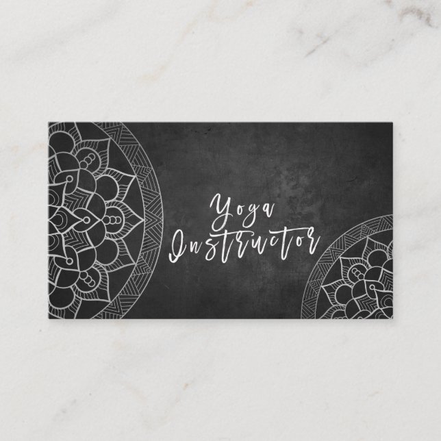Carte De Visite Élégant instructeur de yoga noir blanc or Mandala (Devant)