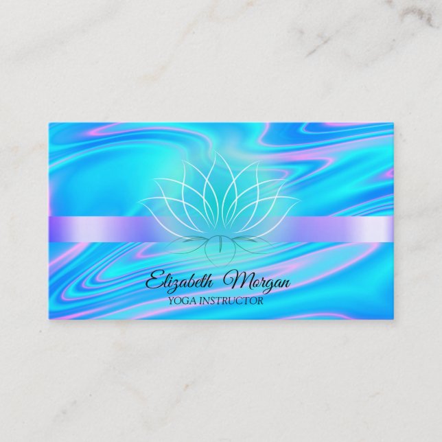 Carte De Visite Élégant instructeur holographique Lotus Yoga (Devant)