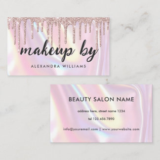 Carte De Visite Elegant Iridescent Pearlescent Pink Makeup Artist