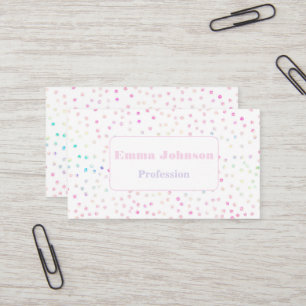 Carte De Visite Elégant Iridescente Confetti Dots Design blanc