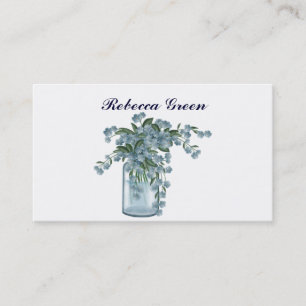 Carte De Visite élégant jardin d'été bleu fleur sauvage mariage