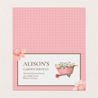 Carte De Visite Elégant Jardin rose En vichy aquarelle