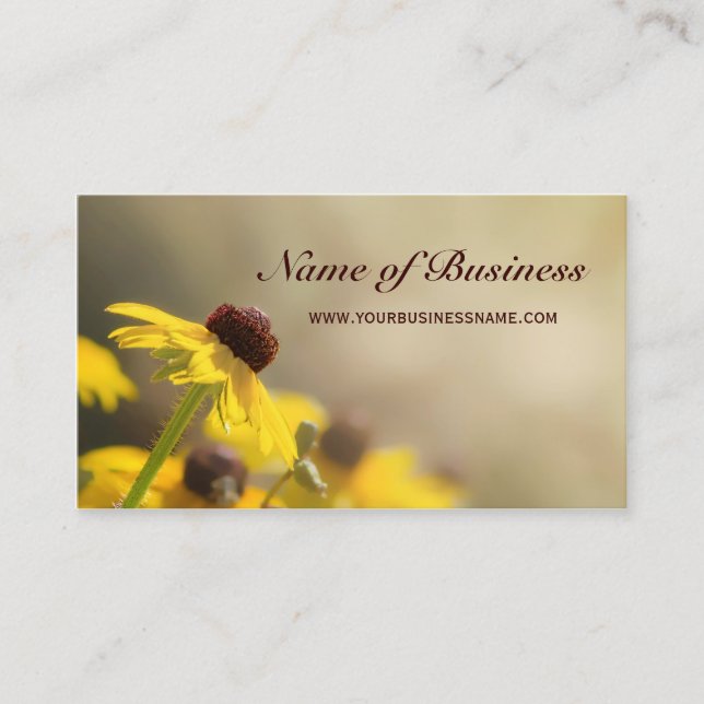 Carte De Visite Élégant jaune Floral à l'oeil noir Susan (Devant)