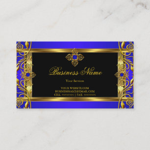 Carte De Visite Élégant joyau bleu royal orné Or noir